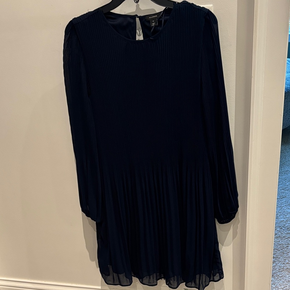 Halogen Dark Blue Long Sleeve Dress